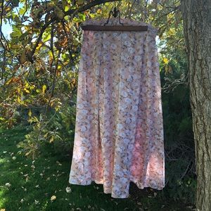 Pink floral midi skirt